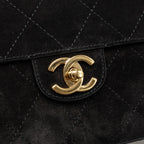 Chanel 26s Maxi flap bag suede calfskin black GHW (microchip)