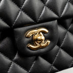 CHANEL SMALL CLASSIC DOUBLE FLAP BAG LAMBSKIN BLACK LGHW (MICROCHIP)
