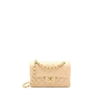 CHANEL SMALL CLASSIC DOUBLE FLAP BAG CAVIAR BEIGE GHW (MICROCHIP)