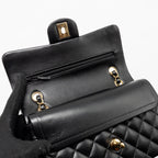 CHANEL SMALL CLASSIC DOUBLE FLAP BAG LAMBSKIN BLACK LGHW (MICROCHIP)