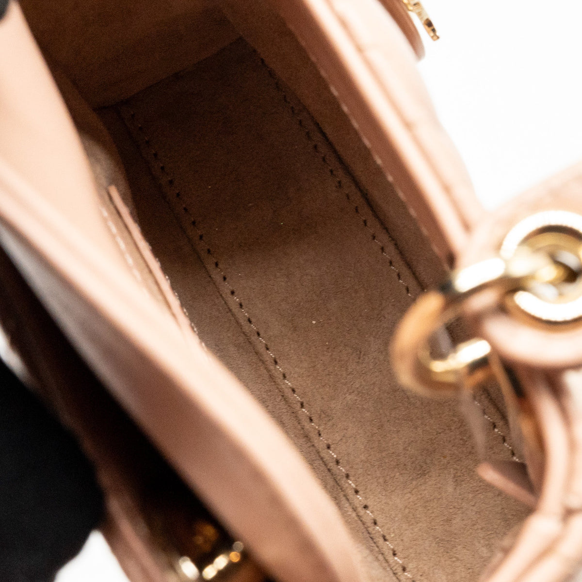 DIOR MICRO LADY DIOR CANNAGE LAMBSKIN ROSE DES VENTS LGHW