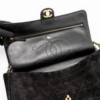 Chanel 26s Maxi flap bag suede calfskin black GHW (microchip)