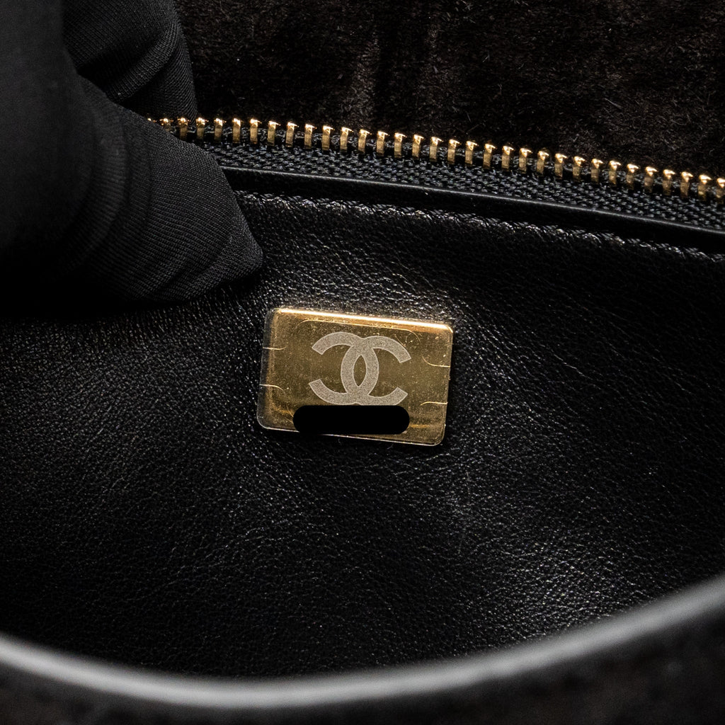 Chanel 26s Maxi flap bag suede calfskin black GHW (microchip)