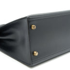 HERMES VINTAGE KELLY 32 BOX LEATHER BLACK GHW (STRAP MISSING)