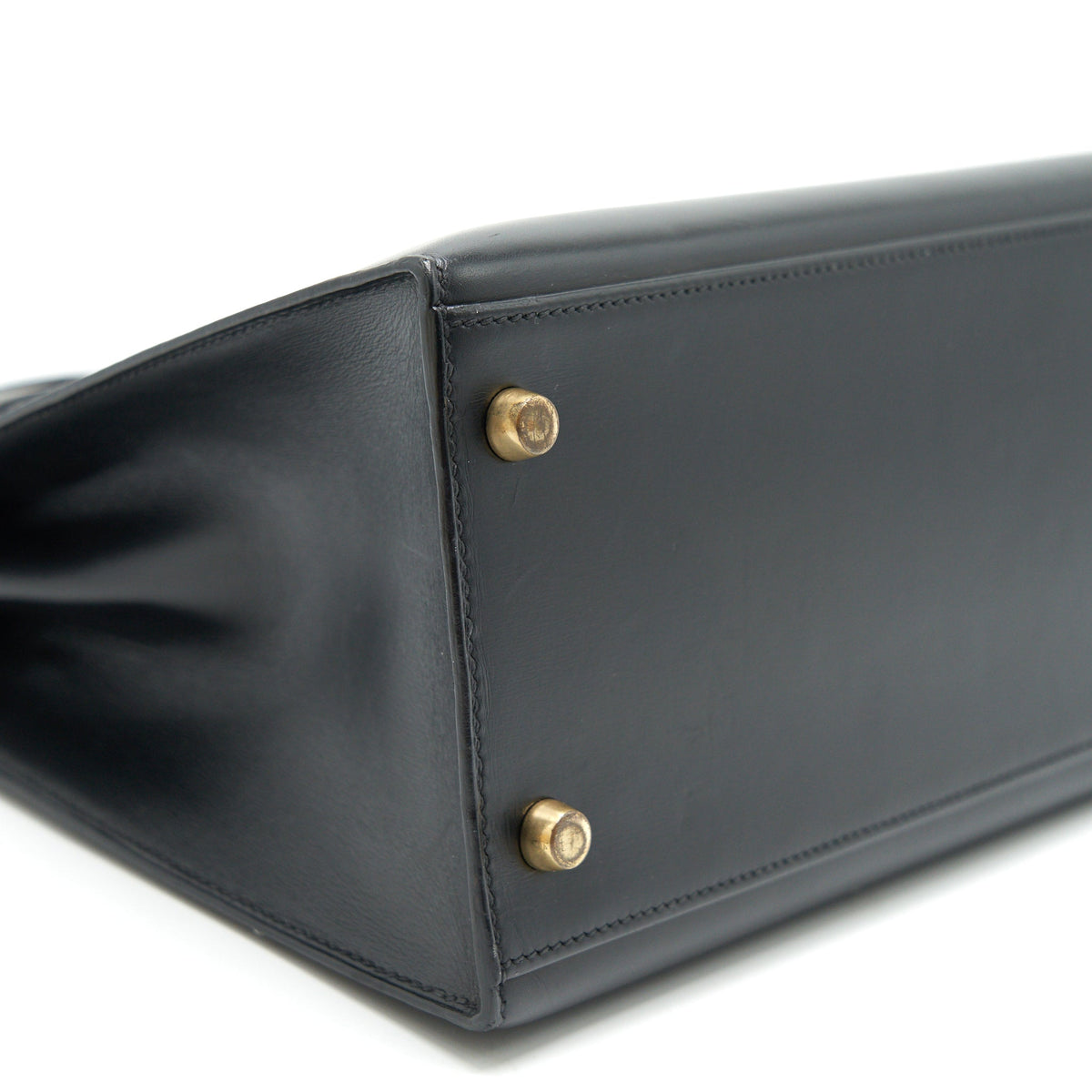 HERMES VINTAGE KELLY 32 BOX LEATHER BLACK GHW (STRAP MISSING)