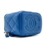 CHANEL PEARL CRUSH MINI VANITY LAMBSKIN BLUE GHW(MICROCHIP)