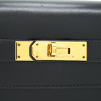 HERMES VINTAGE KELLY 32 BOX LEATHER BLACK GHW (STRAP MISSING)