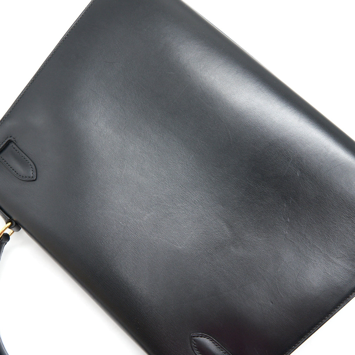 HERMES VINTAGE KELLY 32 BOX LEATHER BLACK GHW (STRAP MISSING)