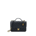 CHANEL 22K TOP HANDLE MESSENGER BAG CAVIAR BLACK BRUSHED GHW (MICROCHIP)