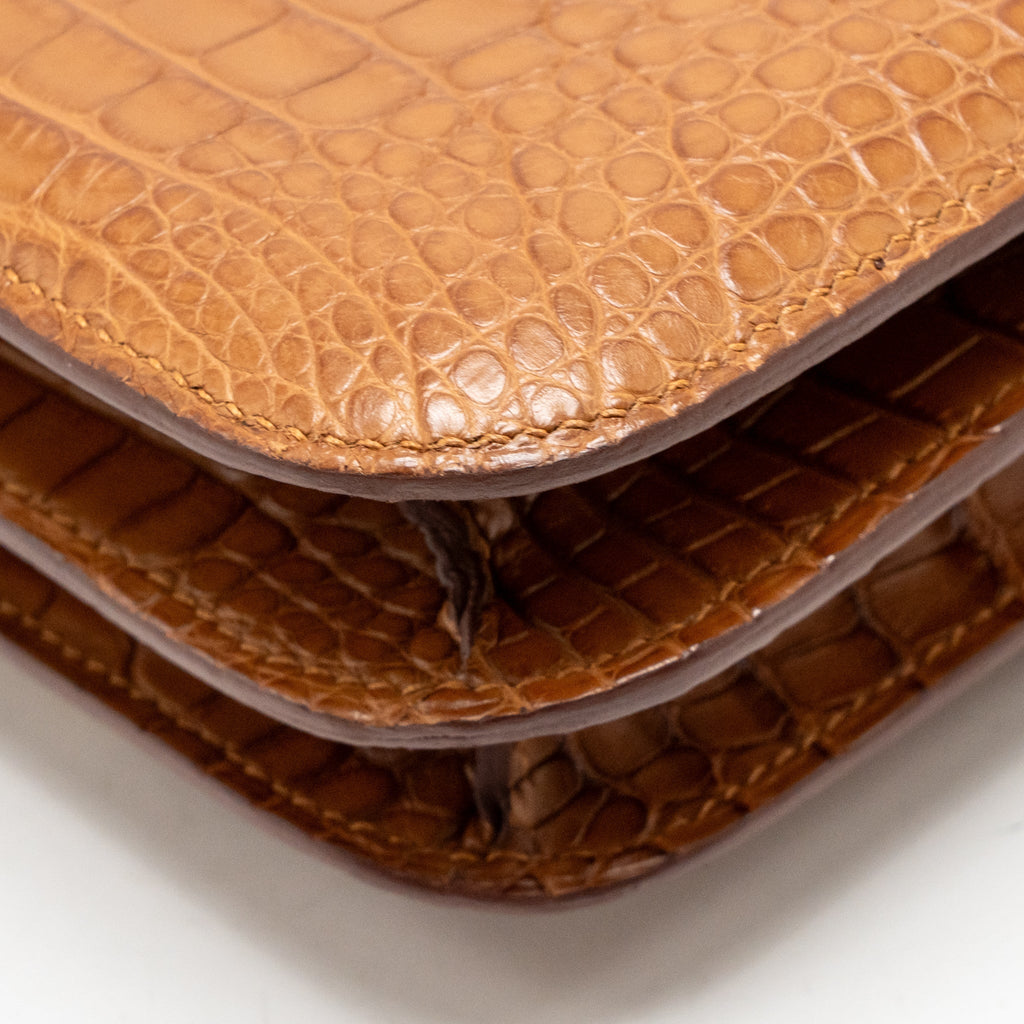Hermes Mini Constance Alligator Mississippiensis Mat Gold GHW