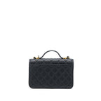 CHANEL 22K TOP HANDLE MESSENGER BAG CAVIAR BLACK BRUSHED GHW (MICROCHIP)
