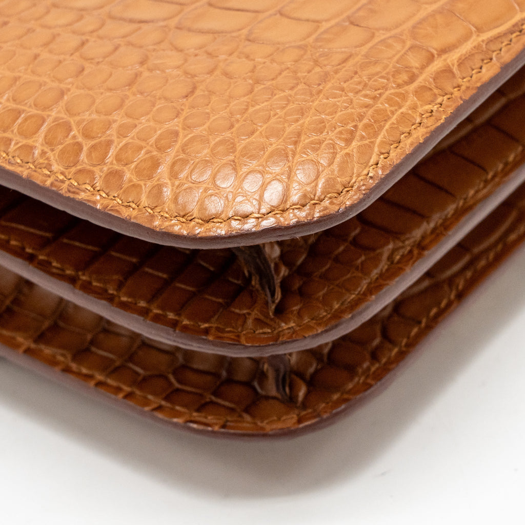 Hermes Mini Constance Alligator Mississippiensis Mat Gold GHW