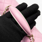 Chanel Top Handle Mini Rectangular Flap Bag Lambskin pink / Light Green LGHW (Microchip)