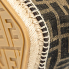 FENDI MINI MON TRESOR BUCKET BAG FF JACQUARD RAFFIA/FABRIC/CALFSKIN BROWN GHW