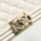 CHANEL SMALL BOY BAG CAVIAR WHITE LGHW