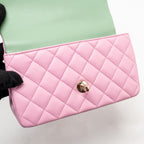 Chanel Top Handle Mini Rectangular Flap Bag Lambskin pink / Light Green LGHW (Microchip)
