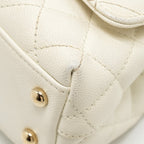 CHANEL MINI COCO HANDLE CAVIAR WHITE LGHW (MICROCHIP)