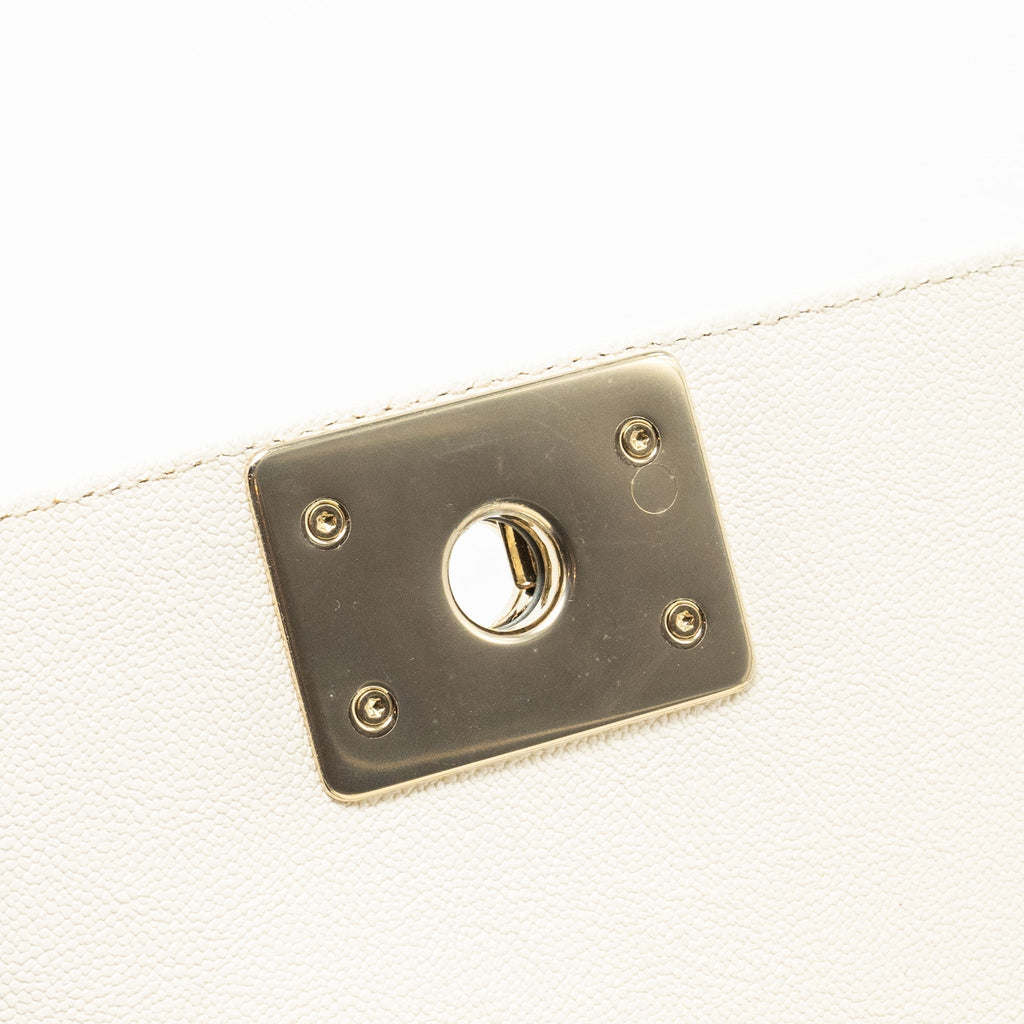 CHANEL SMALL BOY BAG CAVIAR WHITE LGHW