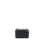 CHANEL PEARL CRUSH LONG VANITY LAMBSKIN BLACK BRUSHED GHW(MICROCHIP)