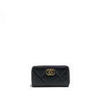 CHANEL 19 ZIP WALLET GOATSKIN BLACK GHW