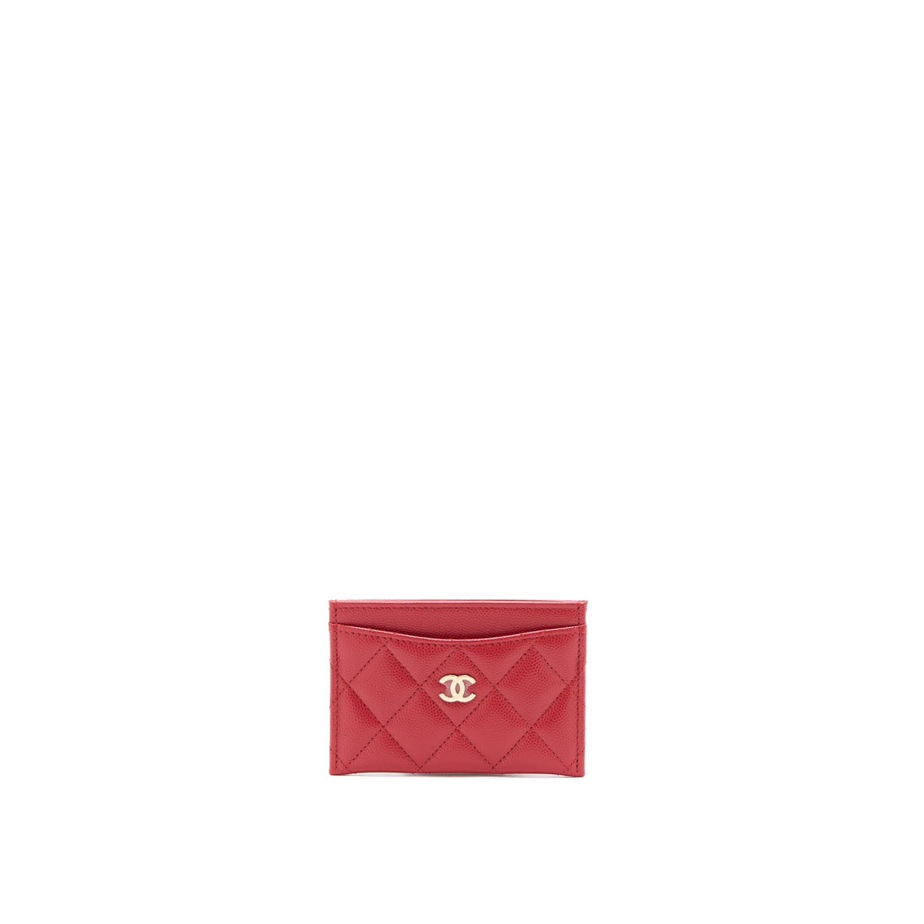 CHANEL CLASSIC CARD HOLDER CAVIAR RED WITH SHW