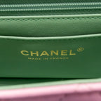 Chanel Top Handle Mini Rectangular Flap Bag Lambskin pink / Light Green LGHW (Microchip)