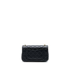 CHANEL PEARL CRUSH MINI RECTANGULAR LAMBSKIN BLACK BRUSHED GHW (MICROCHIP)