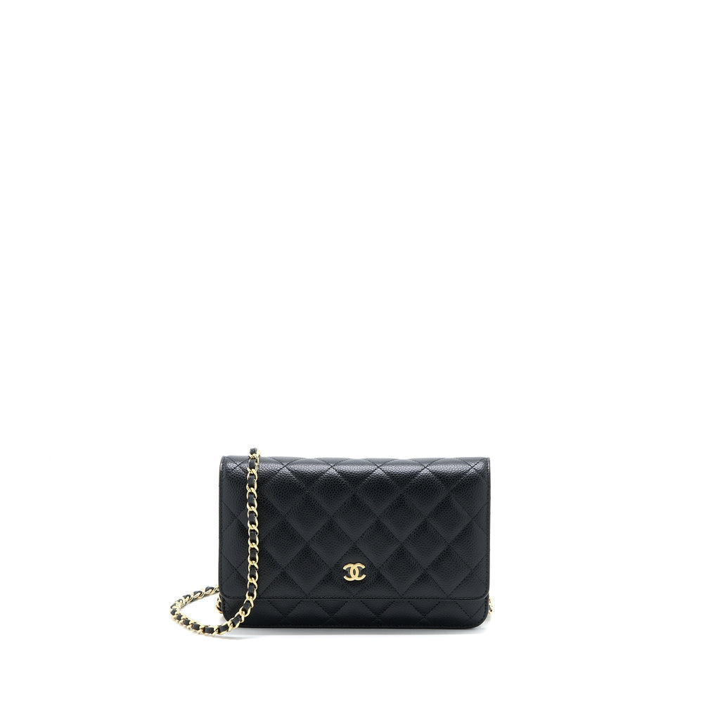 CHANEL CLASSIC WALLET ON CHAIN CAVIAR BLACK GHW (MICROCHIP)
