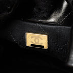 CHANEL 23S MINI 22 BAG SHINY CALFSKIN BLACK BRUSHED GHW (MICROCHIP)