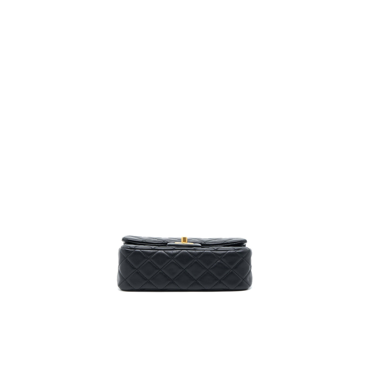 CHANEL PEARL CRUSH MINI RECTANGULAR LAMBSKIN BLACK BRUSHED GHW (MICROCHIP)