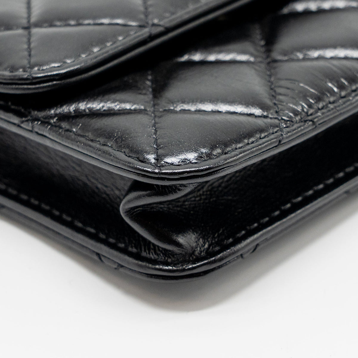 CHANEL CARD HOLDER WITH MAXI PEARLS CHAIN LAMBSKIN BLACK LGHW