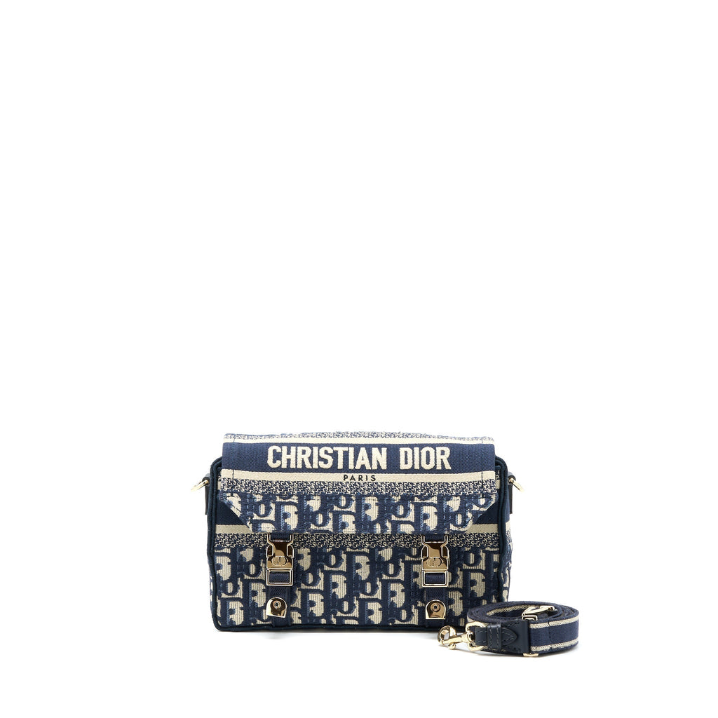 DIOR SMALL DIORCAMP BAG BLUE OBLIQUE EMBROIDERY LGHW