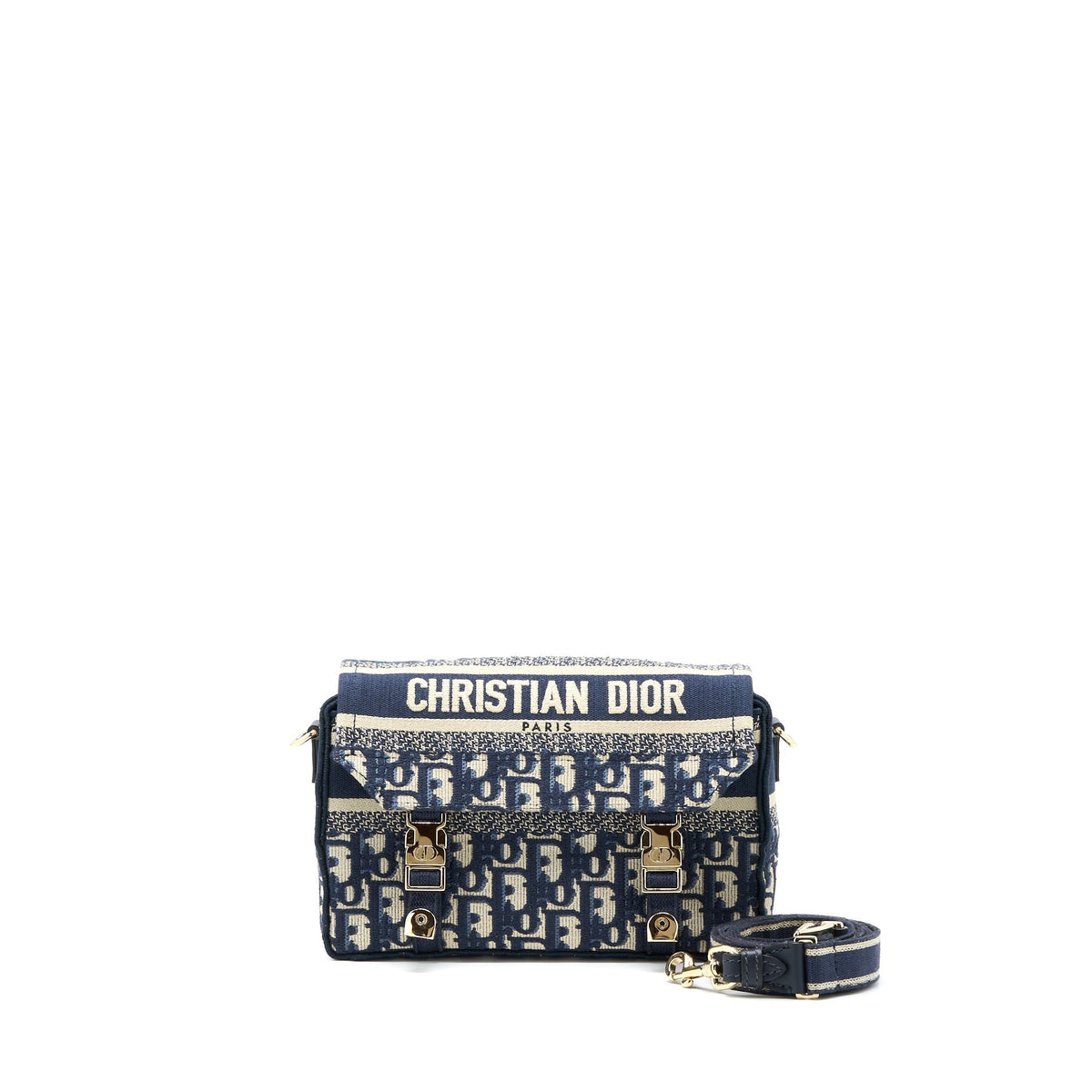 DIOR SMALL DIORCAMP BAG BLUE OBLIQUE EMBROIDERY LGHW