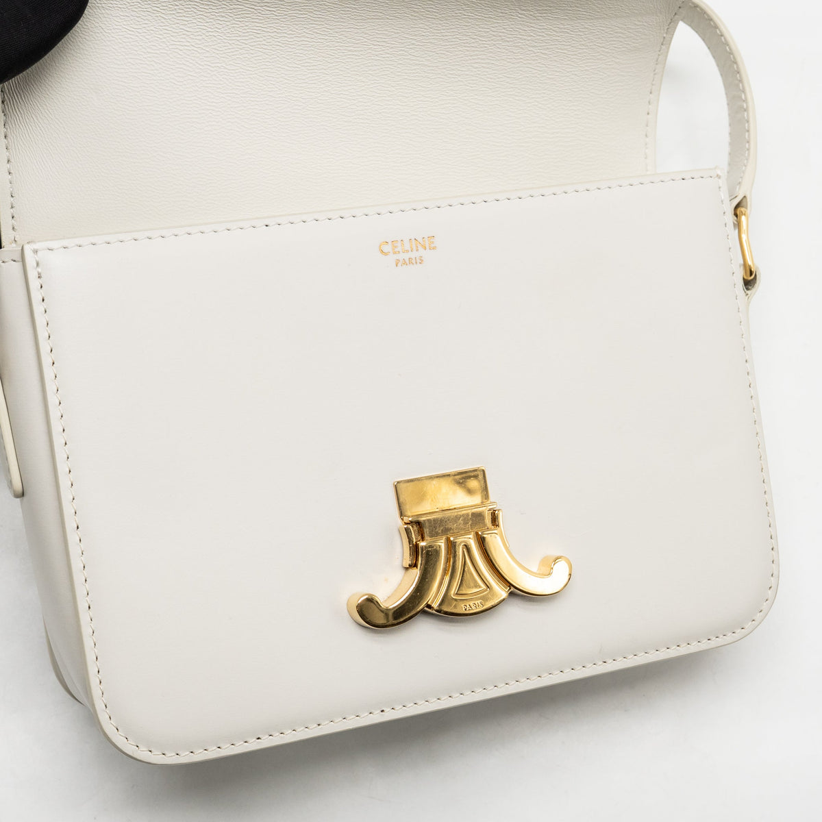 Celine teen triomphe bag calfskin white GHW