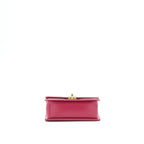 CHANEL 21A SMALL GOLD CRUSH FLAP BAG WITH CHAIN CALFSKIN RASPBERRY PINK GHW (MICROCHIP)