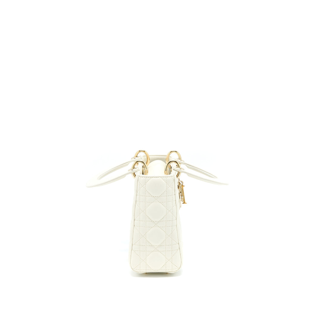 DIOR SMALL LADY DIOR LAMBSKIN WHITE LGHW