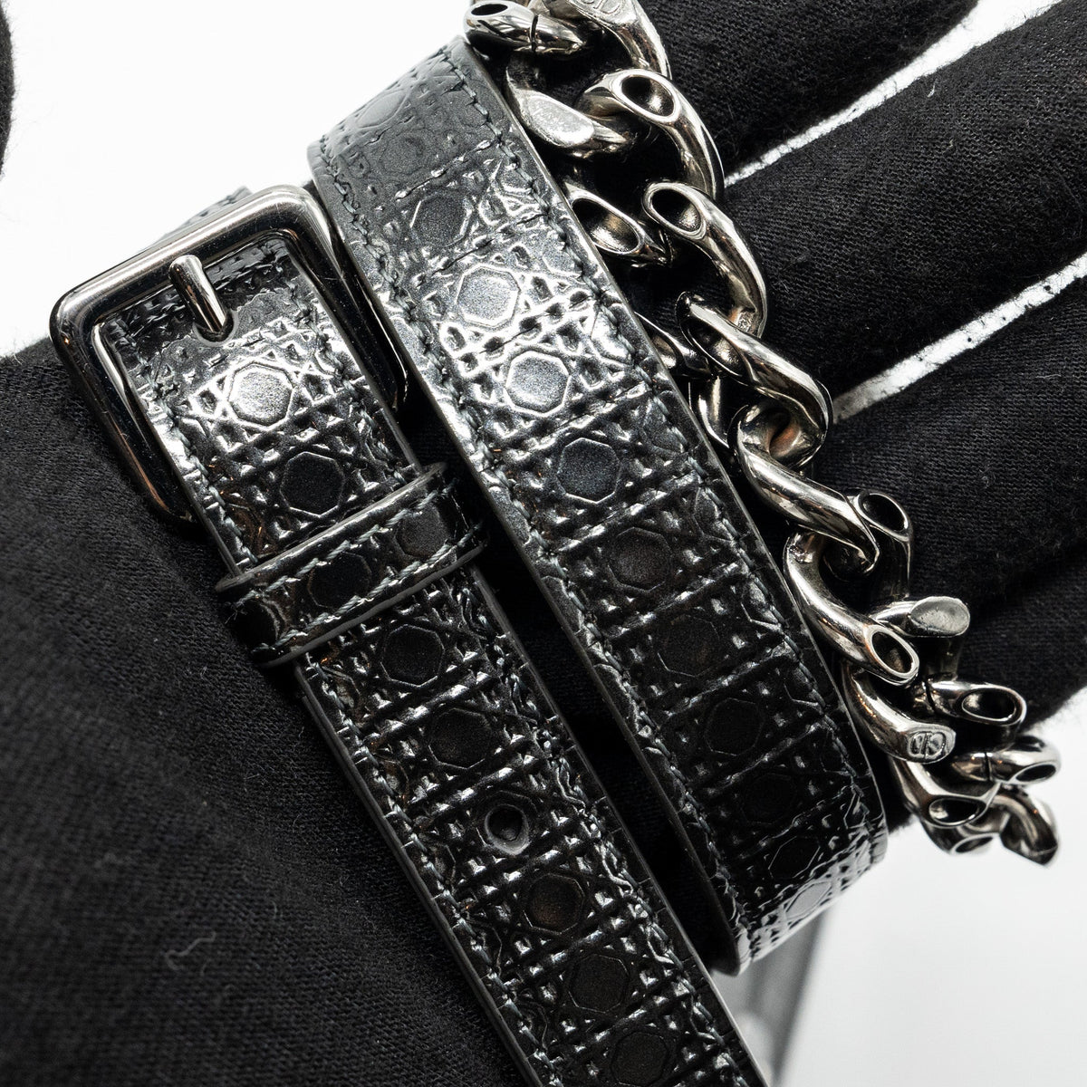 DIOR MEDIUM DIORAMA CALFSKIN METALLIC SILVER SHW