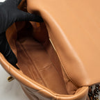 CHANEL SMALL 19 BAG LAMBSKIN CARAMEL MULTICOLOUR HARDWARE (MICROCHIP)