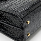 Saint Laurent/YSL Mini Cassandra Top Handle Bag Croc-Embossed Calfskin Black GHW