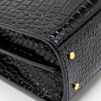 Saint Laurent/YSL Mini Cassandra Top Handle Bag Croc-Embossed Calfskin Black GHW
