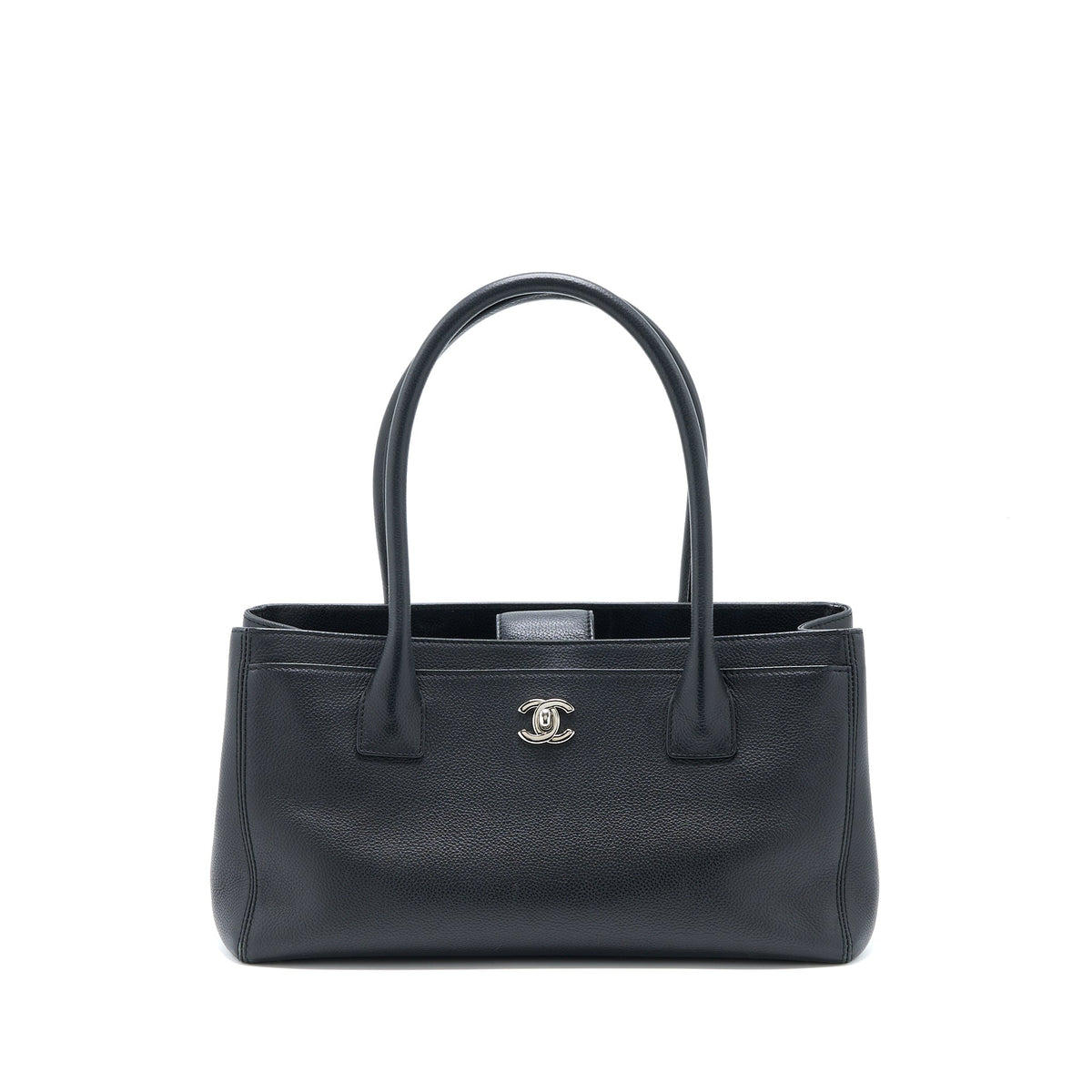 CHANEL CERF TOTE BAG GRAINED CALFSKIN BLACK SHW