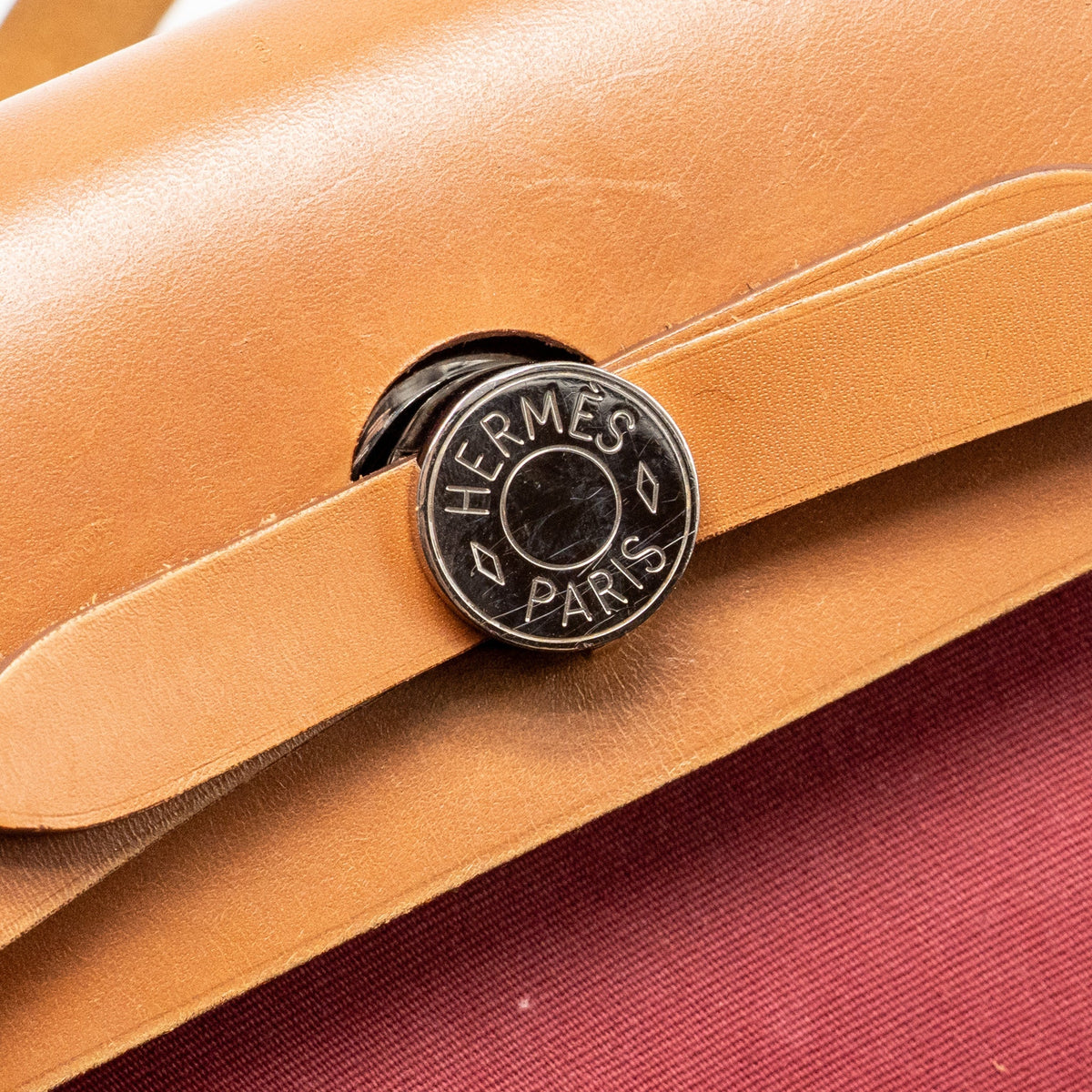 Hermes Herbag 31 Zip Bag Canvas/Hunter Leather Red SHW