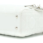 DIOR MINI LADY DIOR LAMBSKIN WHITE SHW