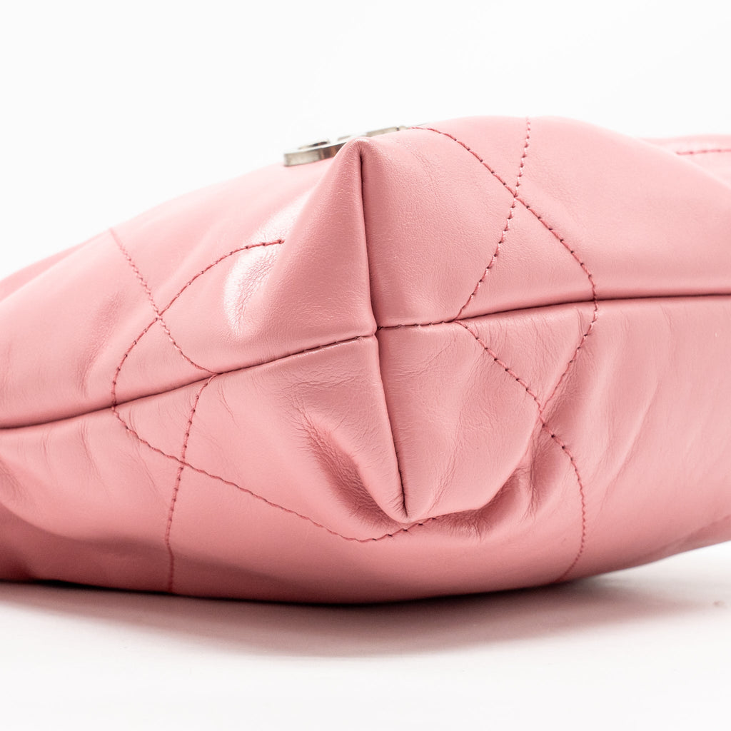 Chanel MINI 22 BAG SHINY CALFSKIN Pink SHW (Microchip)