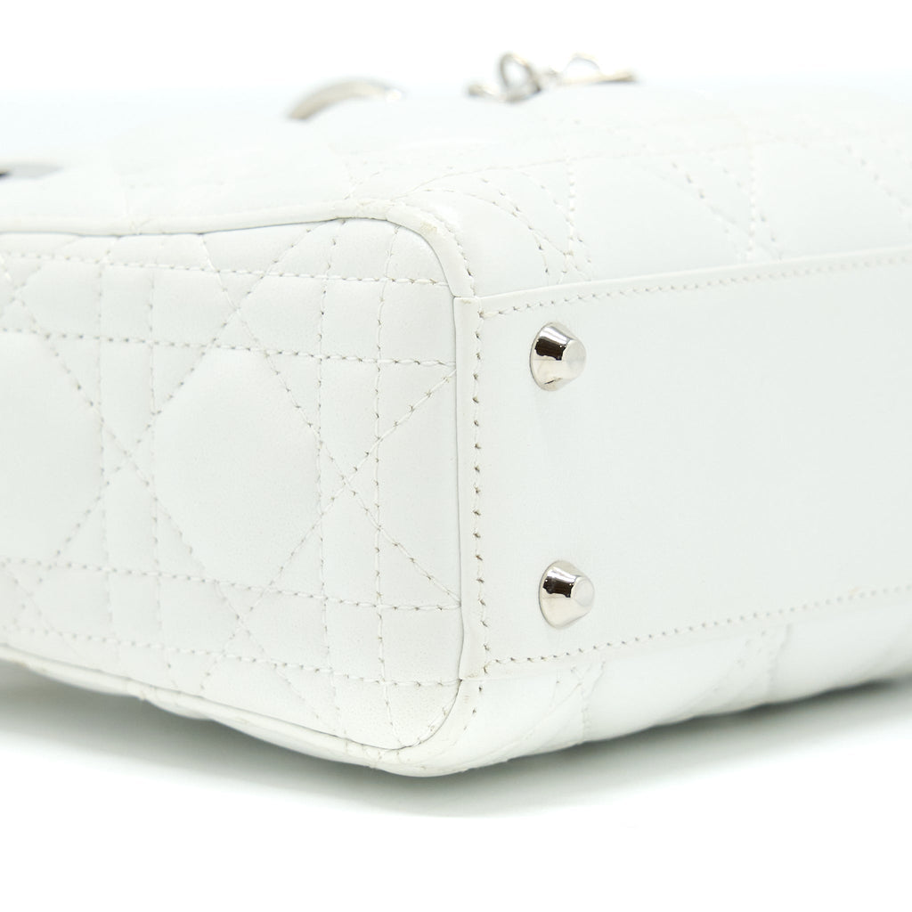 DIOR MINI LADY DIOR LAMBSKIN WHITE SHW