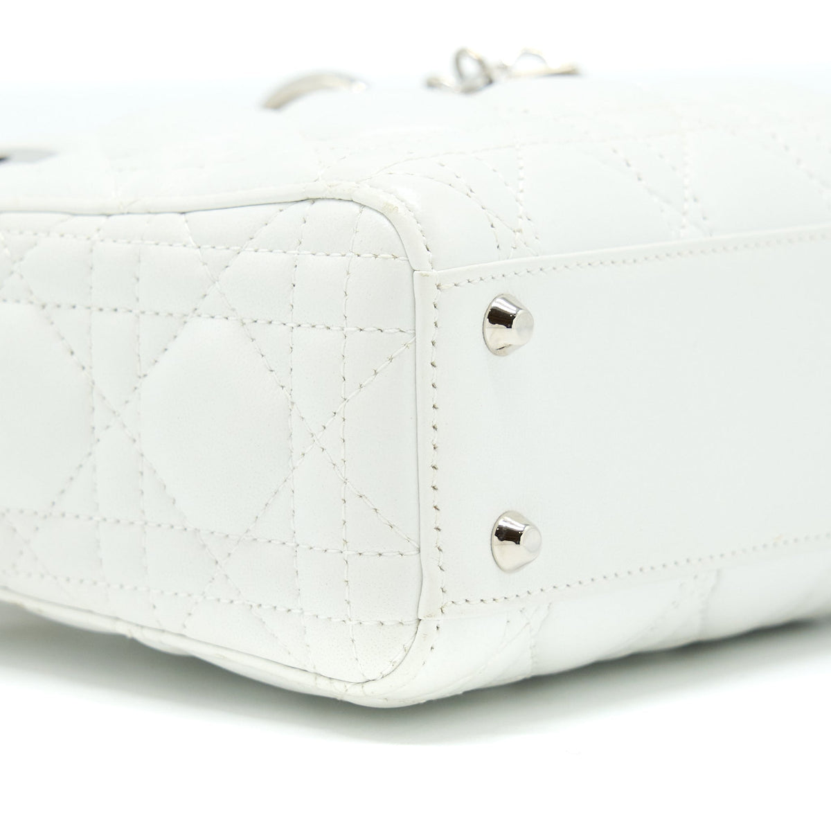 DIOR MINI LADY DIOR LAMBSKIN WHITE SHW