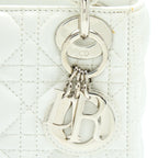 DIOR MINI LADY DIOR LAMBSKIN WHITE SHW