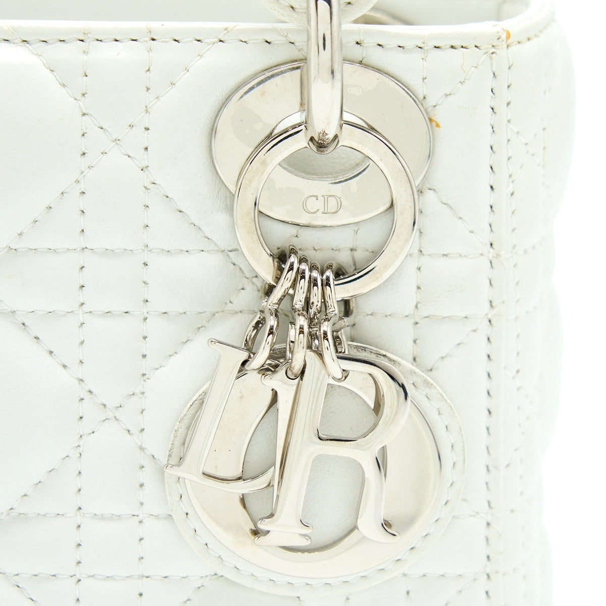 DIOR MINI LADY DIOR LAMBSKIN WHITE SHW