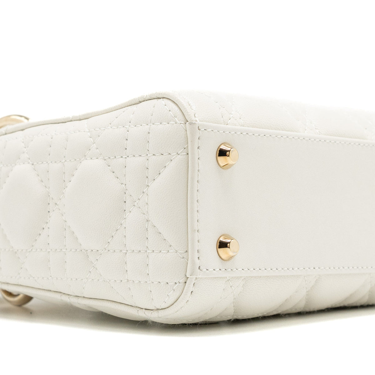 DIOR MINI LADY DIOR LAMBSKIN WHITE LGHW