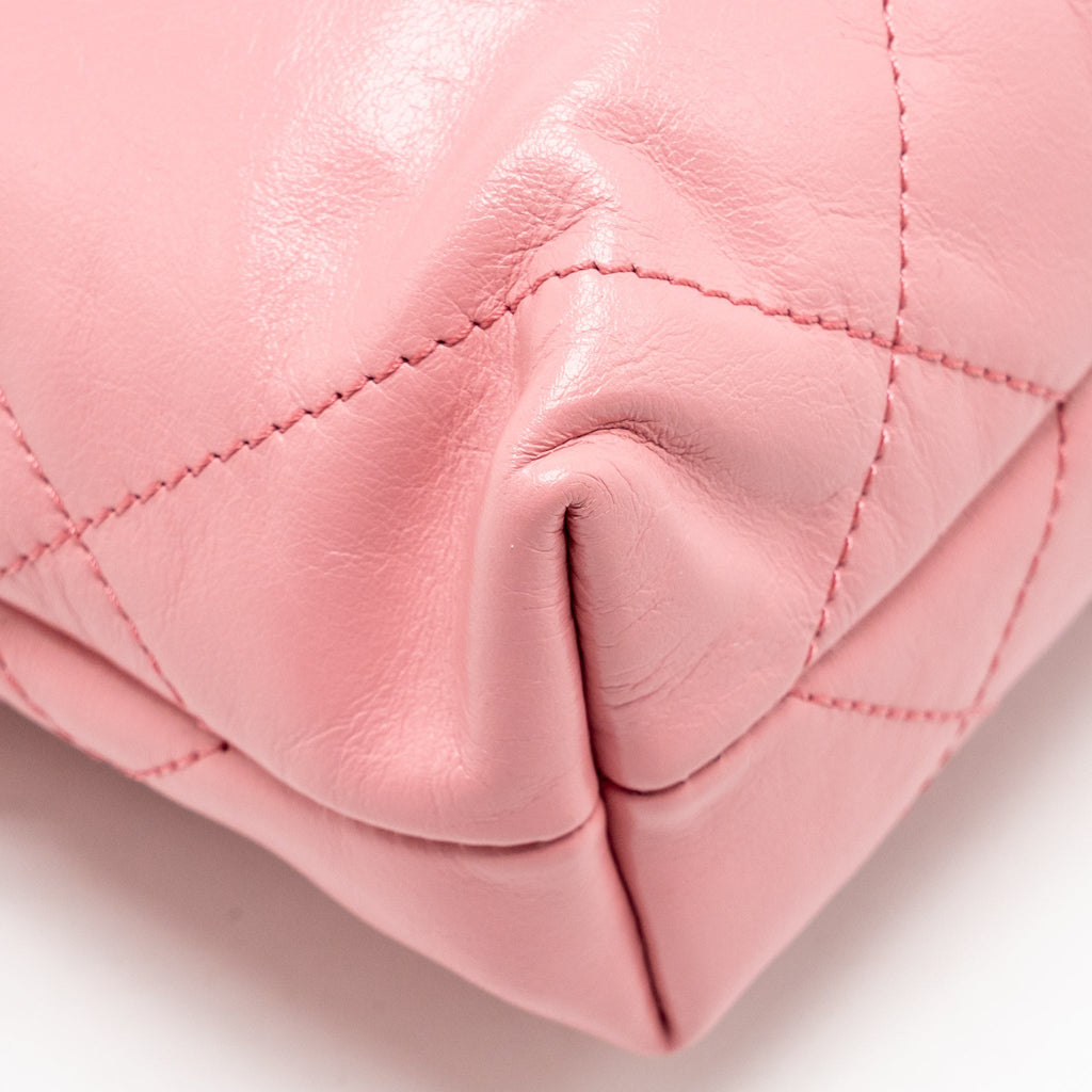 Chanel MINI 22 BAG SHINY CALFSKIN Pink SHW (Microchip)
